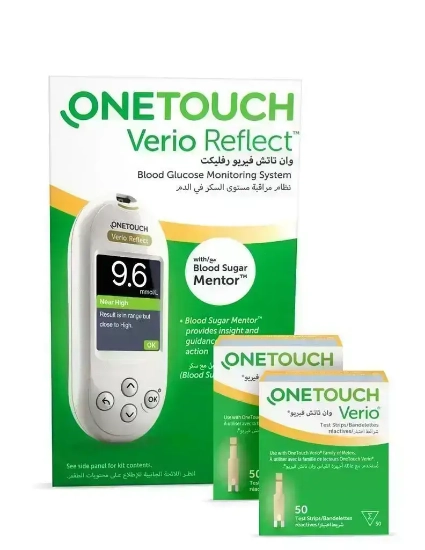 OneTouch Verio Reflect Blood Glucose Meter | Monitor For Sugar Test Kit  Includes Monitor, Lancing Device, 10 Sterile Lancets, and Carrying Case